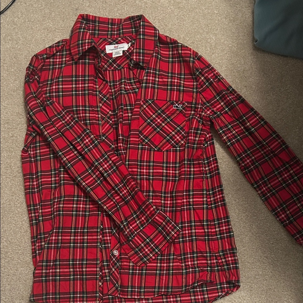 Vineyard Vines Red and Black Plaid Button Down Shirt